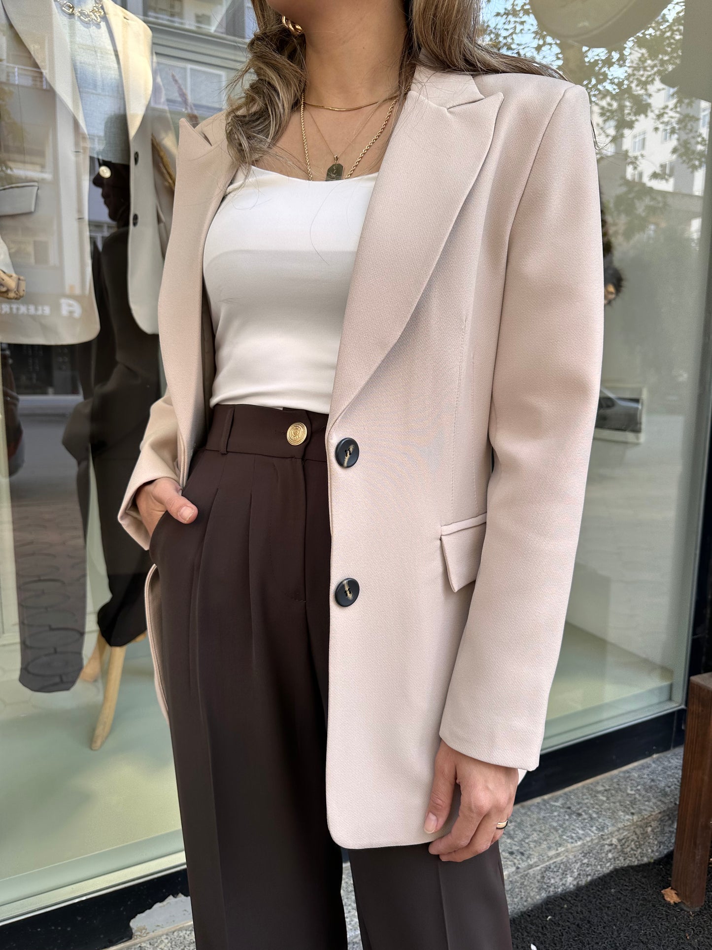 Taş rengi blazer ceket