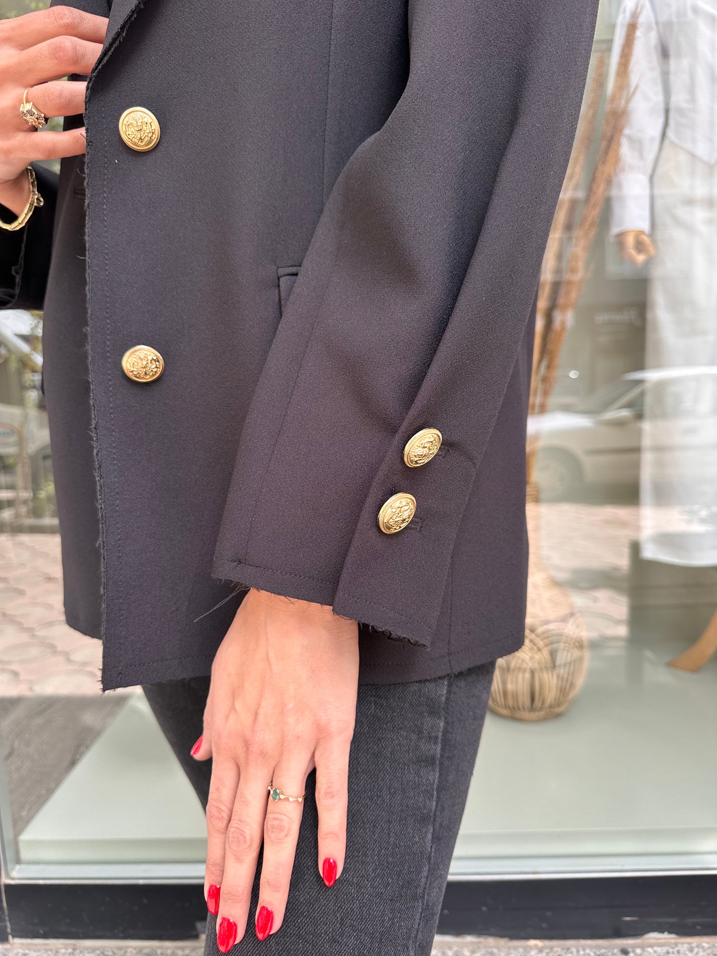 Gold Düğmeli Blazer Ceket