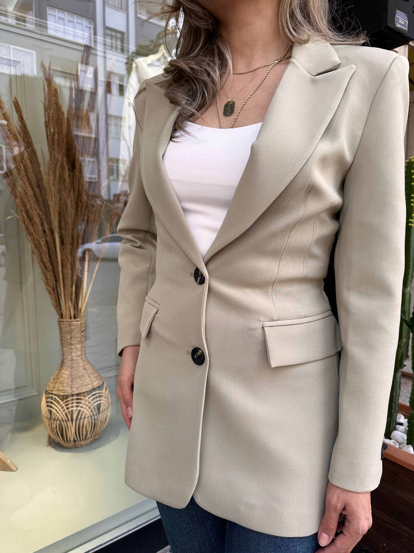 Açık haki blazer ceket