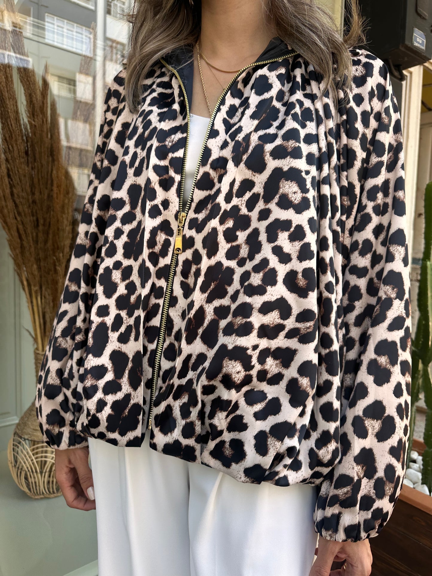 Leopar bomber ceket
