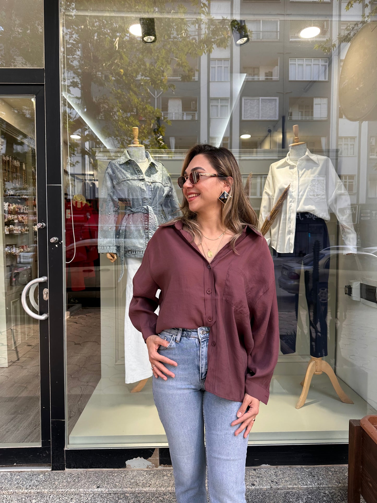 Tensel gömlek mürdüm