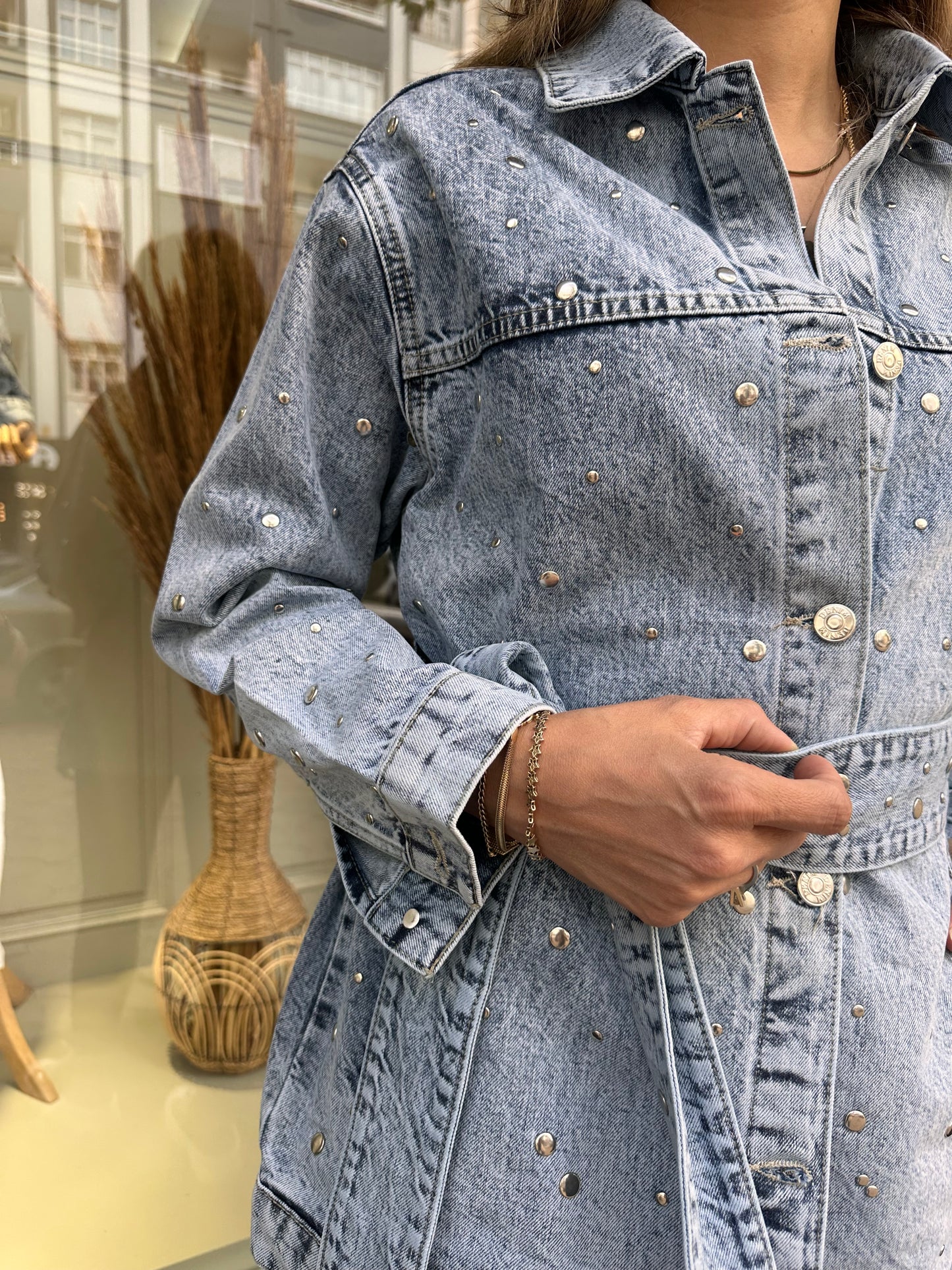 Zımbalı Jean ceket