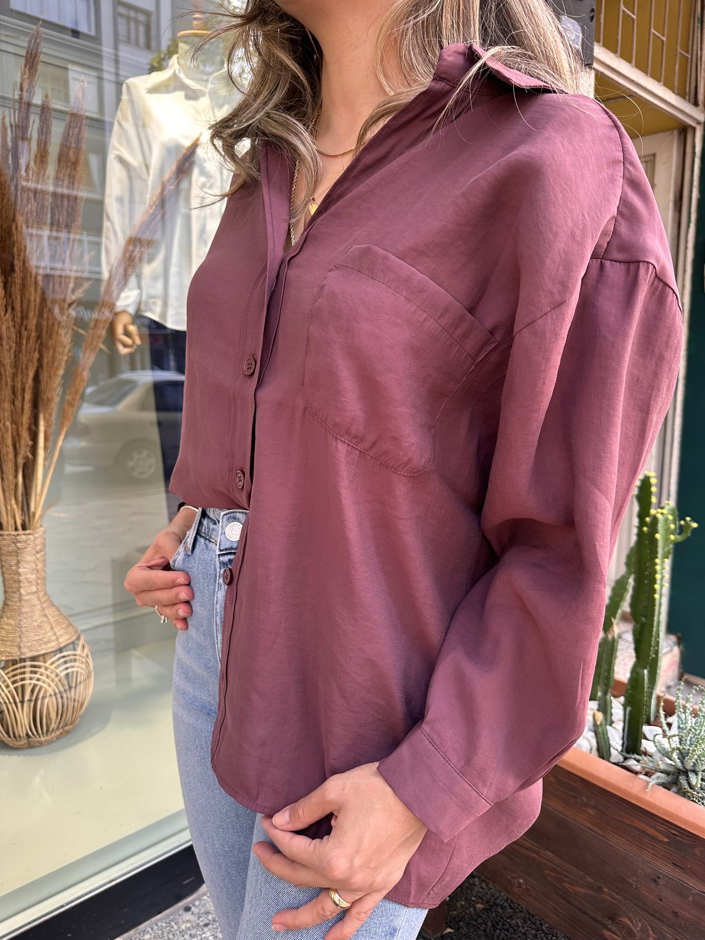 Tensel gömlek mürdüm