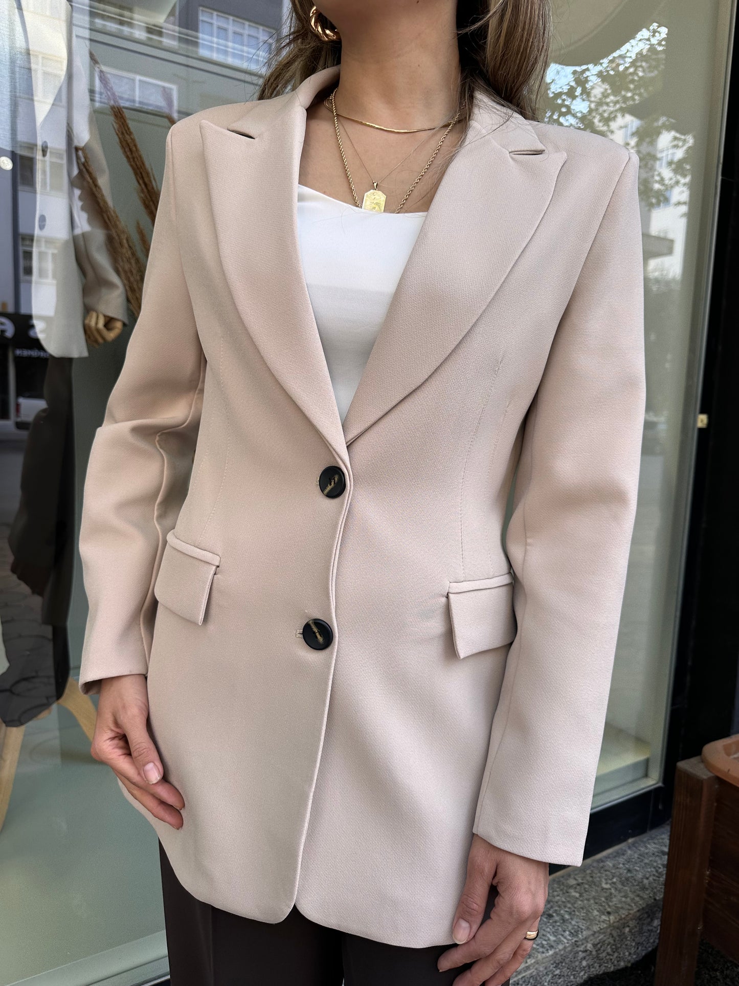 Taş rengi blazer ceket