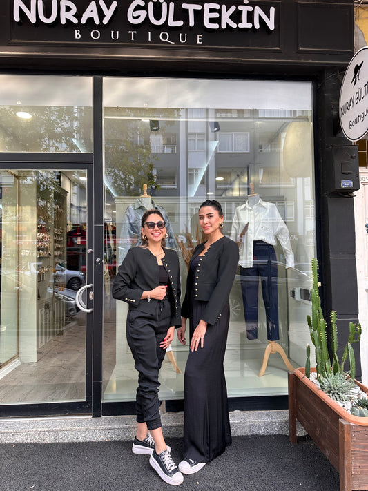 Düğme detay kısa blazer ceket