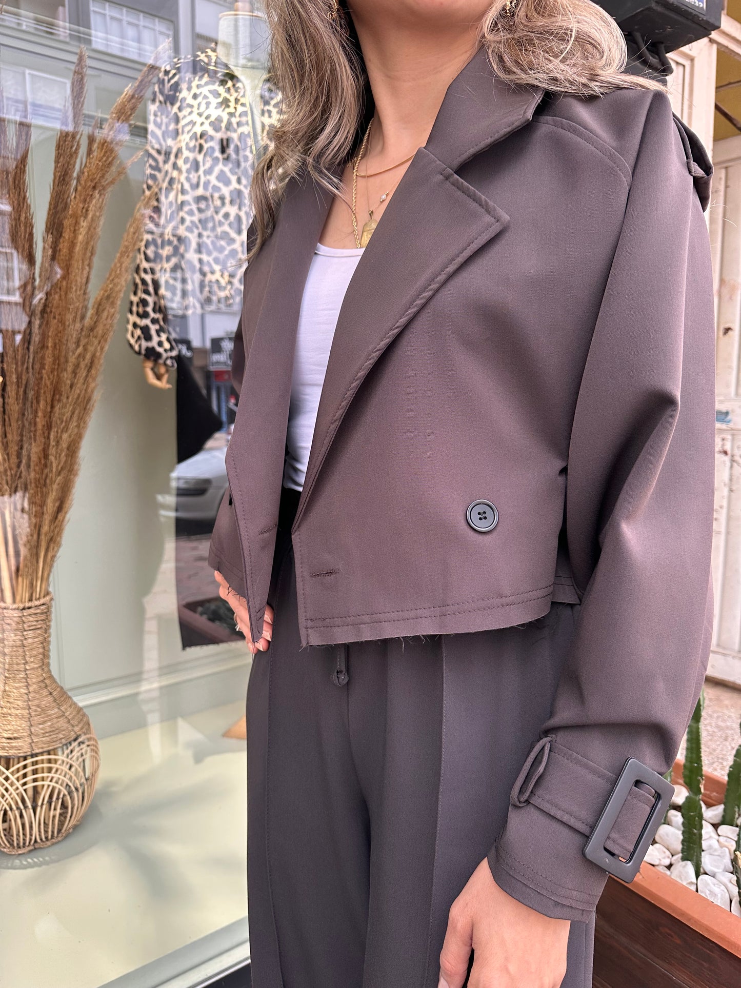 Trençkot pantolon takım