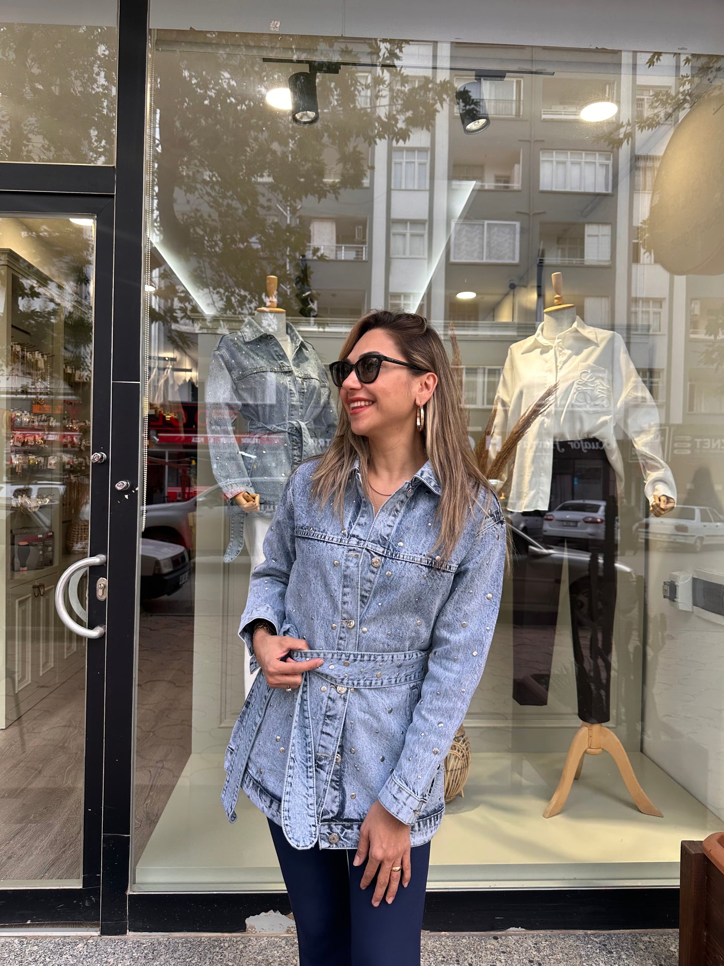 Zımbalı Jean ceket