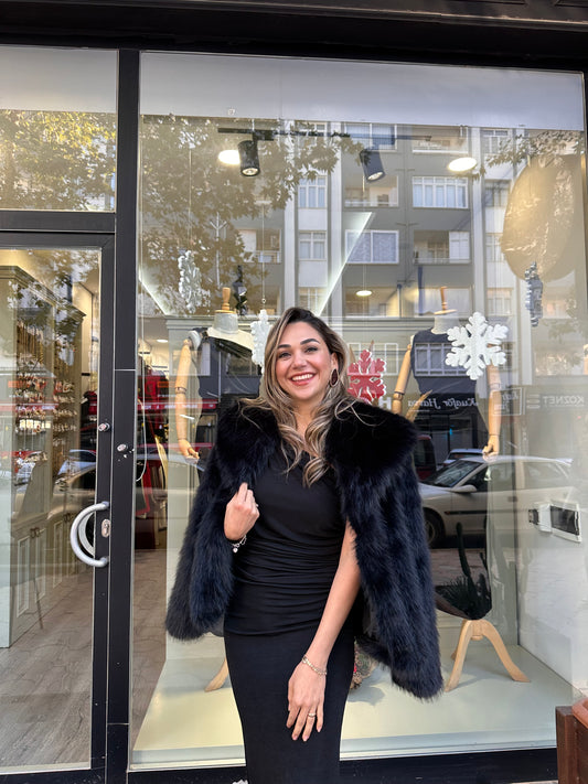 Premium kalite siyah kürk