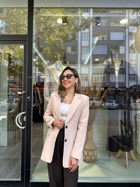 Taş rengi blazer ceket