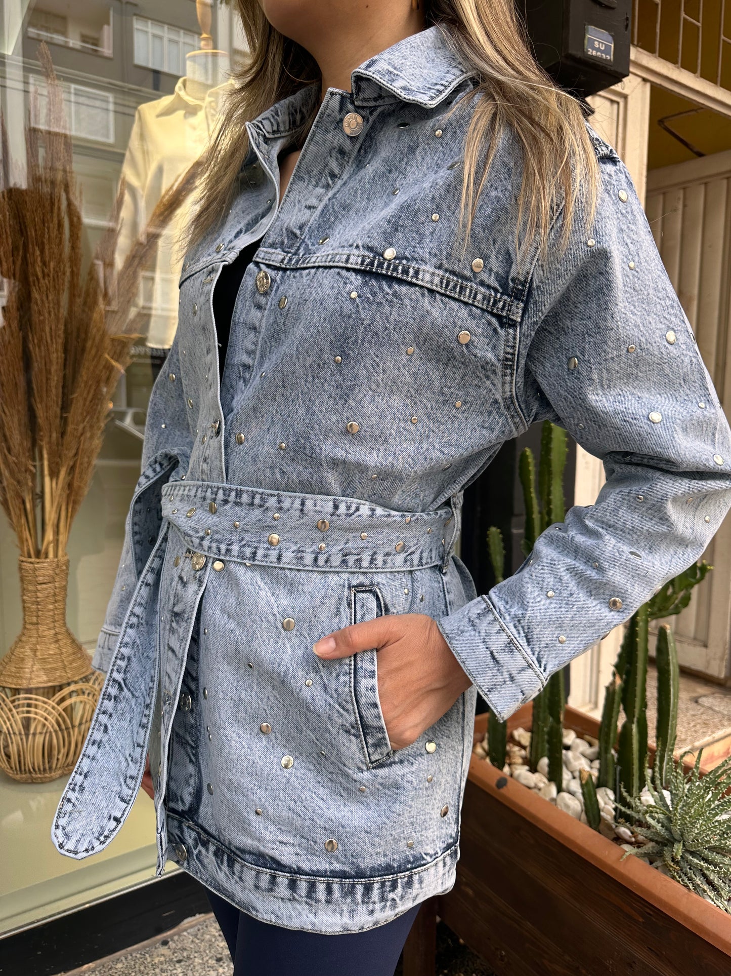 Zımbalı Jean ceket