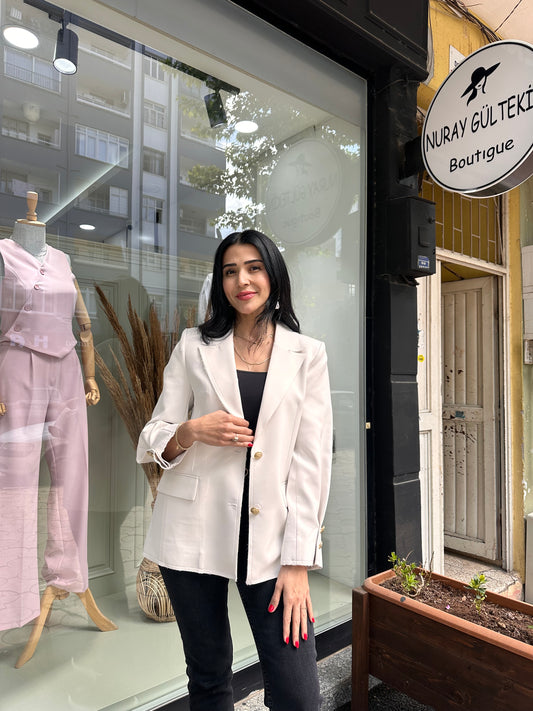 Gold Düğmeli Blazer Ceket