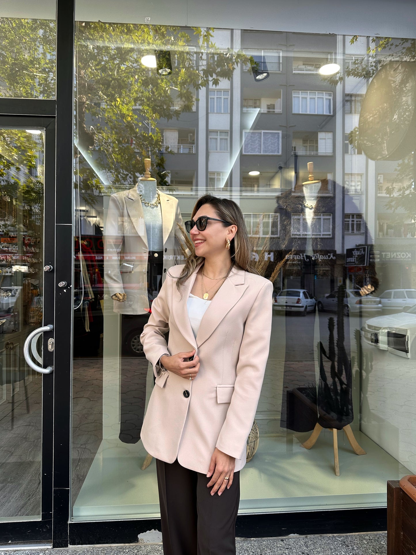 Taş rengi blazer ceket