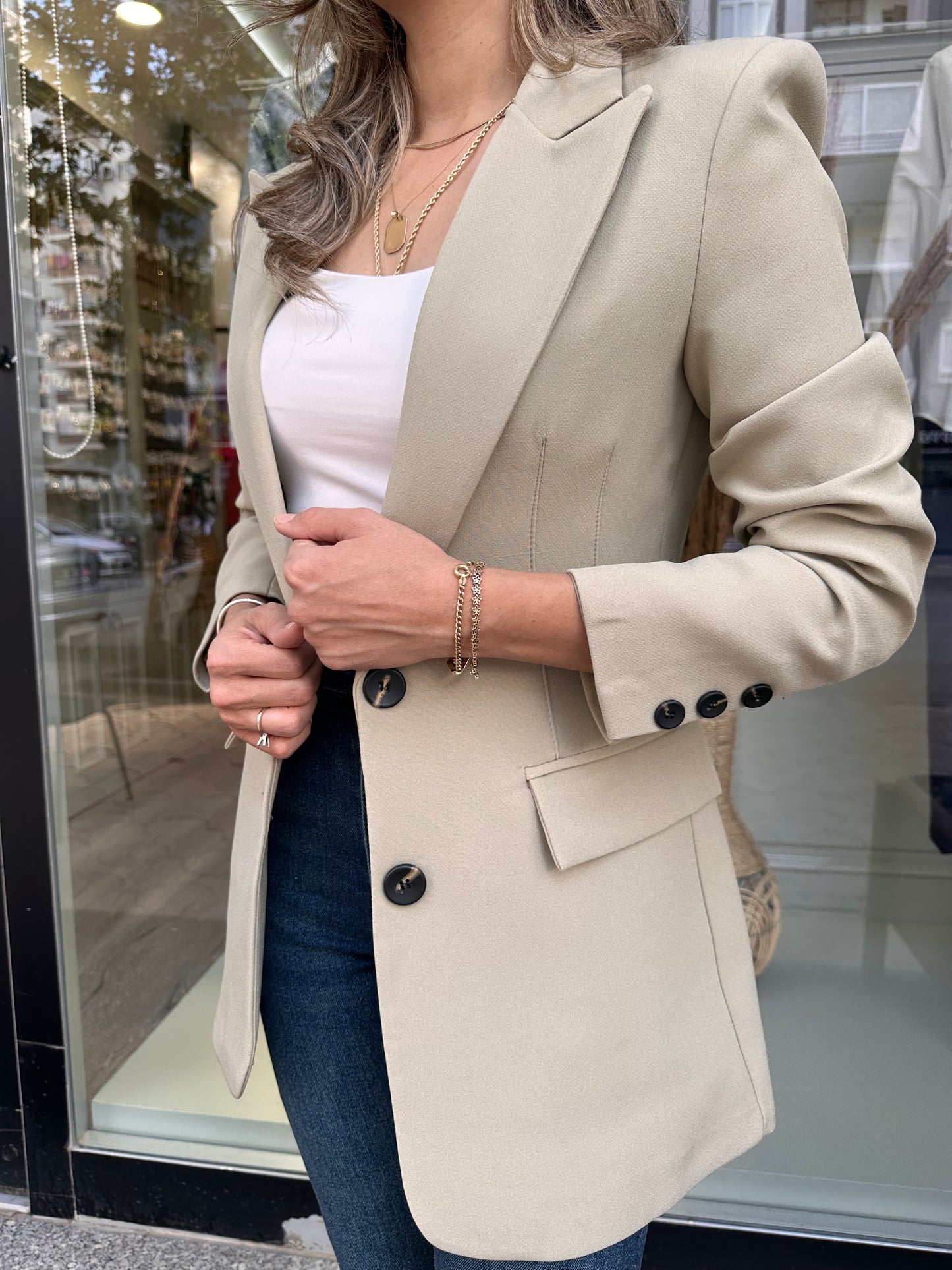 Açık haki blazer ceket