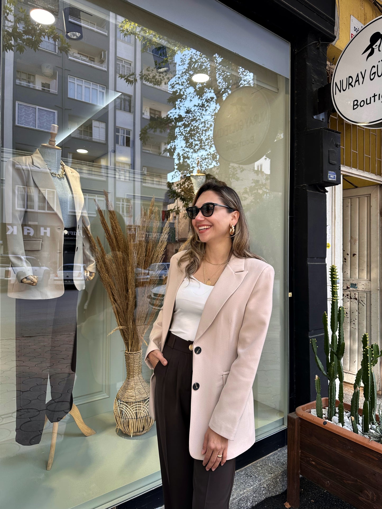 Taş rengi blazer ceket