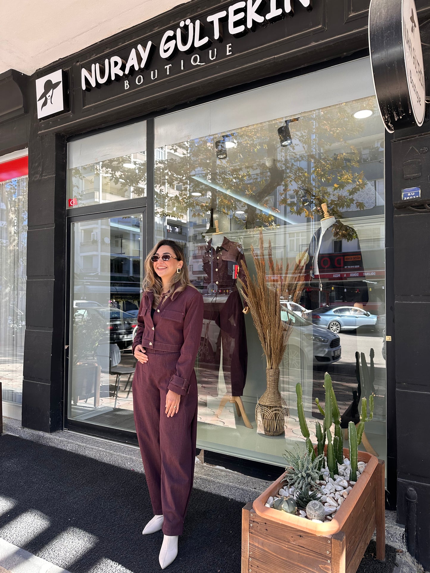 Mürdüm rengi Jean takım