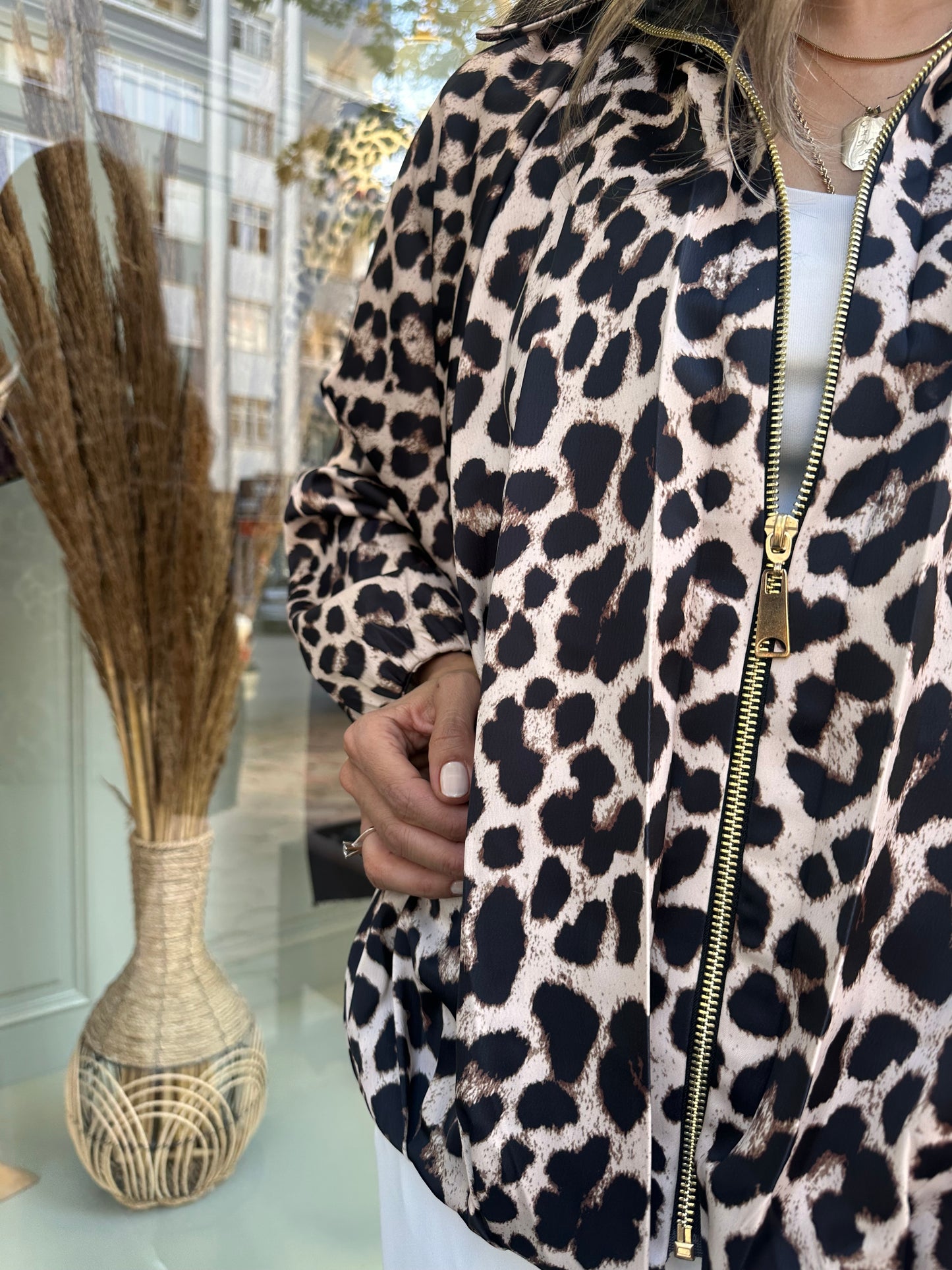 Leopar bomber ceket