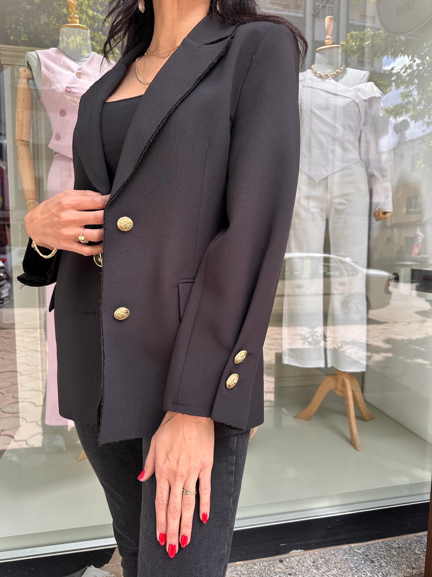 Gold Düğmeli Blazer Ceket