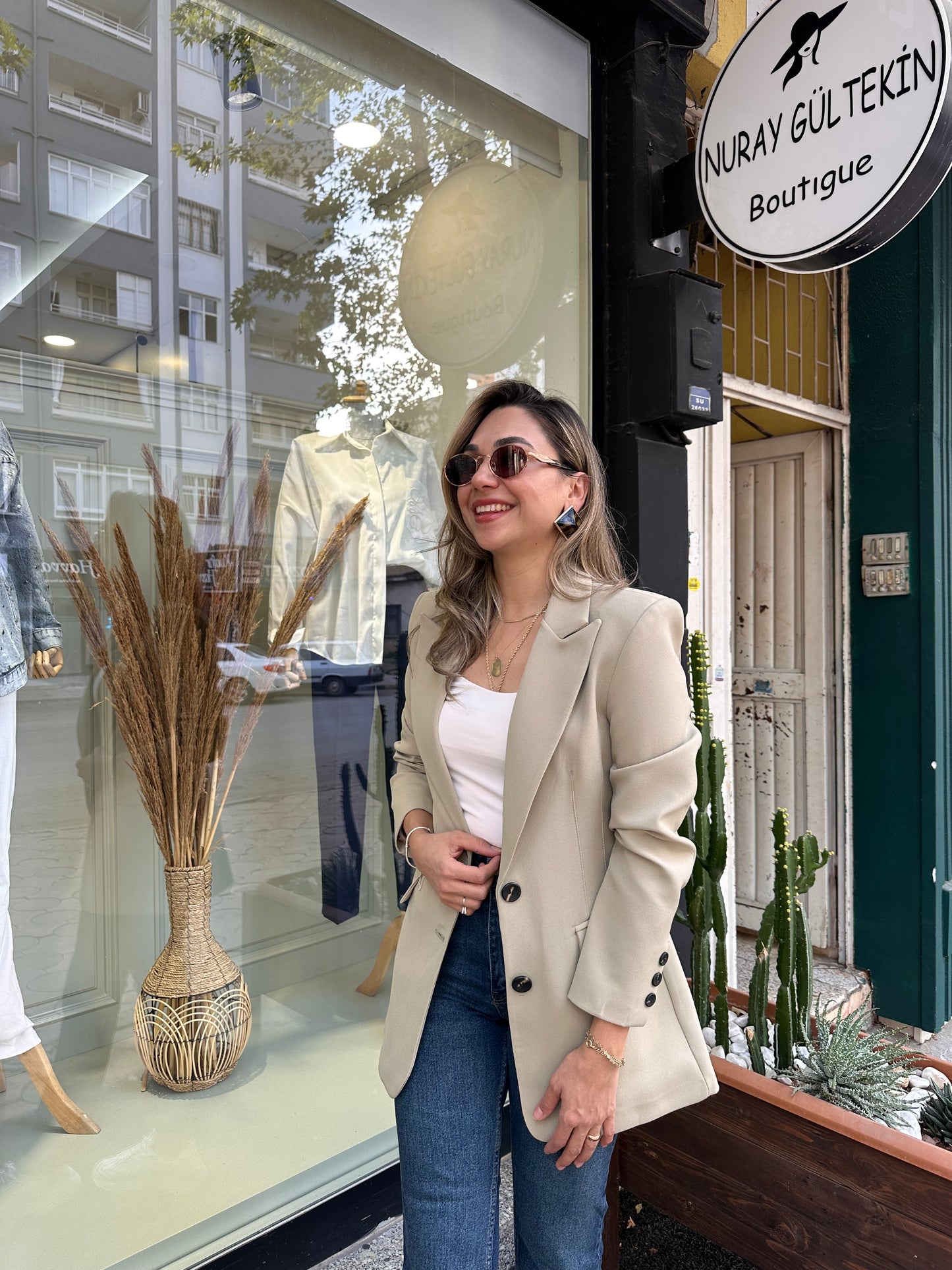 Açık haki blazer ceket