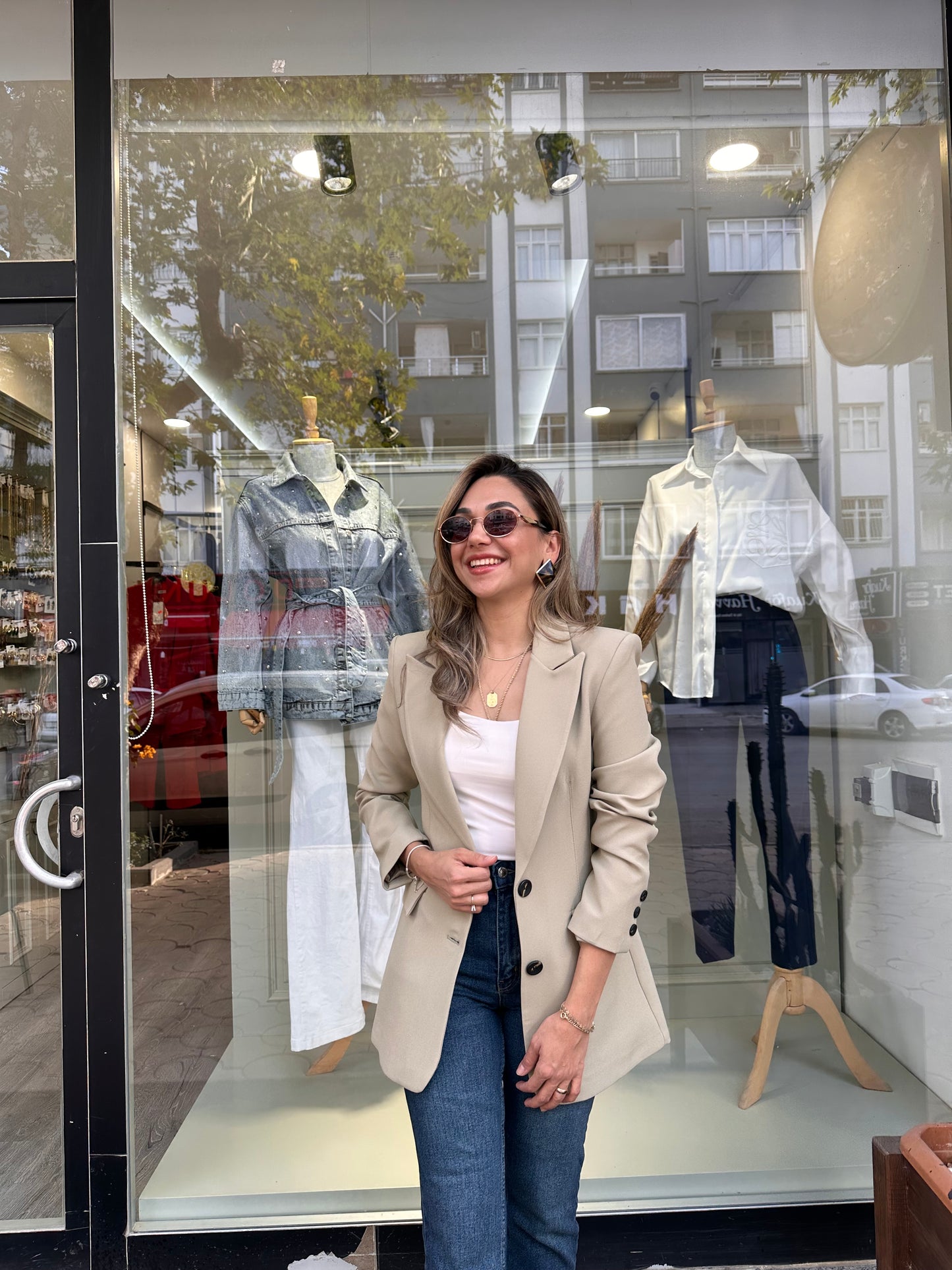 Açık haki blazer ceket